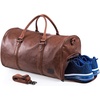 image:imageLeather Travel Bag with Shoe Pouch Waterproof Weekender Overnight Bag Carry On Duffel Bag for Men WomenBlack20inch