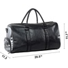 image:imageLeather Travel Bag with Shoe Pouch Waterproof Weekender Overnight Bag Carry On Duffel Bag for Men WomenBlack20inch