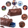 image:imageLeather Travel Bag with Shoe Pouch Waterproof Weekender Overnight Bag Carry On Duffel Bag for Men WomenBlack20inch