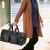 image:imageLeather Travel Bag with Shoe PouchWeekender Overnight Bag Waterproof Leather Large Carry On Bag Travel Tote Duffel Bag for Men or WomenBrownBlack
