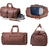 image:imageLeather Travel Bag with Shoe PouchWeekender Overnight Bag Waterproof Leather Large Carry On Bag Travel Tote Duffel Bag for Men or WomenBrownBrown