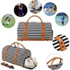image:imageWeekender Duffel Bag Canvas Leather Weekend Overnight Travel Bag with Shoe Pouch Carry On Tote Bag with Shoe PouchBlackWhite Striped