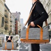 image:imageWeekender Duffel Bag Canvas Leather Weekend Overnight Travel Bag with Shoe Pouch Carry On Tote Bag with Shoe PouchBlackWhite Striped