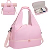 image:imageGym Bag for Women with Shoe Compartment Lightweight Workout Bags Yoga Bag for Women with Yoga Mat Holder Gym Tote for Dance SportsWorkPink