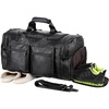 image:imageLeather Travel Bag with Shoe PouchWeekender Overnight Bag Waterproof Leather Large Carry On Bag Travel Tote Duffel Bag for Men or WomenBrownBlack