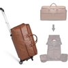 image:imageSeyfocnia Rolling Garment Bag With Wheels  Overnight Carry On Suitcase With Shoe Compartment  Convertible Duffle Bag for Travel  Brown