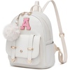 image:imageseyfocnia Initial Cute Mini Backpack Small Backpack Purse for Women Personalized Letter Style Small Leather Backpack Pompom Back Pack Shoulder Bag for Gifts Travel  White Letter MLetter A
