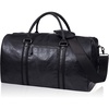image:imageseyfocnia Oversized Duffle Travel Bag for Men or Women Waterproof PU Leather Weekend Gym Bag Large Carry On Bag Overnight HangbagZBlack