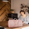 image:imageseyfocnia Convertible Carry on Garment Bag for Women Garment Bags for Travel with Shoe Pouch 2 in 1 Hanging Suitcase Suit Bag for Women Travel Duffle Bag Garment BagA1Pink