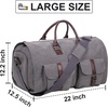 image:imageseyfocnia Convertible Travel Garment BagCarry on Garment Duffel Bag for Men Women  2 in 1 Hanging Suitcase Suit Business Travel BagGrey2PocketsCanvas