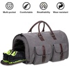 image:imageseyfocnia Convertible Travel Garment BagCarry on Garment Duffel Bag for Men Women  2 in 1 Hanging Suitcase Suit Business Travel BagGrey2PocketsCanvas