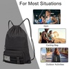 image:imageseyfocnia Drawstring Backpack Tactical String Bag with Zipper Pockets Waterproof Cinch Bag Sport Gym Sackpack  BlackBlack