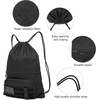 image:imageseyfocnia Drawstring Backpack Tactical String Bag with Zipper Pockets Waterproof Cinch Bag Sport Gym Sackpack  BlackBlack