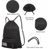 image:imageseyfocnia Drawstring Backpack Tactical String Bag with Zipper Pockets Waterproof Cinch Bag Sport Gym Sackpack  BlackBlack