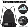 image:imageseyfocnia Drawstring Backpack Tactical String Bag with Zipper Pockets Waterproof Cinch Bag Sport Gym Sackpack  BlackBlack