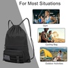 image:imageseyfocnia Drawstring Backpack Tactical String Bag with Zipper Pockets Waterproof Cinch Bag Sport Gym Sackpack  BlackBlack
