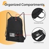 image:imageseyfocnia Drawstring Backpack Tactical String Bag with Zipper Pockets Waterproof Cinch Bag Sport Gym SackpackBlack