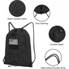 image:imageseyfocnia Drawstring Backpack Tactical String Gym Bag with Zipper Pockets Waterproof Cinch Bag Sport Gym Backpack for Men Black