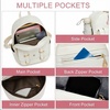 image:imageseyfocnia Initial Cute Mini Backpack Small Backpack Purse for Women Personalized Letter Style Small Leather Backpack Pompom Back Pack Shoulder Bag for Gifts Travel  White Letter MLetter J