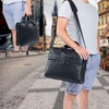image:imageseyfocnia Mens Leather Messenger Bag Laptop Briefcase Business Satchel ComputerBlack