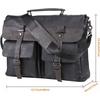 image:imageseyfocnia Mens Vintage Black 173 Inch Water Resistant PU Leather Laptop Bag Messenger Bag Satchel BriefcaseBlack156inch