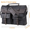 image:imageseyfocnia Mens Vintage Black 173 Inch Water Resistant PU Leather Laptop Bag Messenger Bag Satchel BriefcaseBlack2173inch