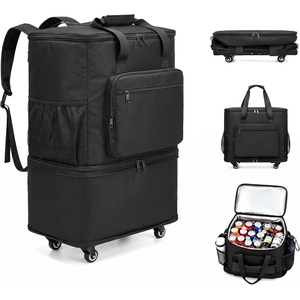 image:imageLarge Insulated Cooler BagRolling Backpack Cooler Leakproof Beach Cooler Bag Rolling Duffle Bag with Wheels Portable Travel Coolers for CampingRoad Trips Shopping Black