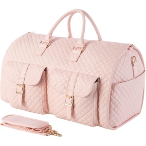 image:imageseyfocnia Convertible Carry on Garment Bag for Women Garment Bags for Travel with Shoe Pouch 2 in 1 Hanging Suitcase Suit Bag for Women Travel Duffle Bag Garment BagPink2pockets