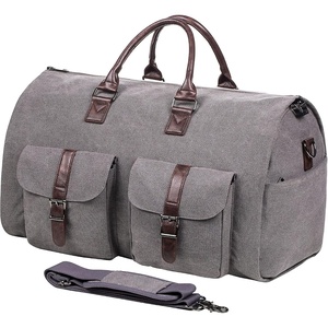 image:imageseyfocnia Convertible Travel Garment BagCarry on Garment Duffel Bag for Men Women  2 in 1 Hanging Suitcase Suit Business Travel BagGrey2PocketsCanvas
