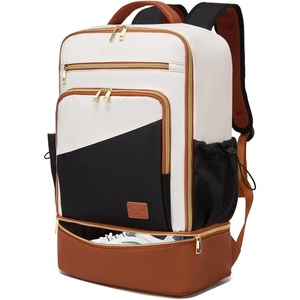 image:imageseyfocnia Gym Backpack for Men Lightweight Sports Back pack With Shoe Compartment Waterproof Gym Bag Workout Trainning Rucksack Casual Travel Daypack White BrownWhite Brown