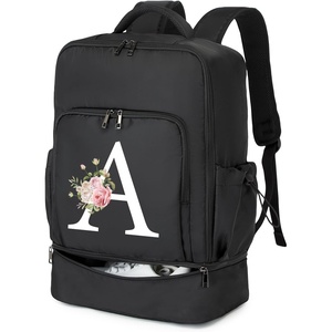image:imageseyfocnia Gym Backpack for Men Personalized Initial Design Sports Back pack With Shoe Compartment Waterproof Gym Bag Workout Trainning Rucksack Casual Travel DaypackBlackBlack