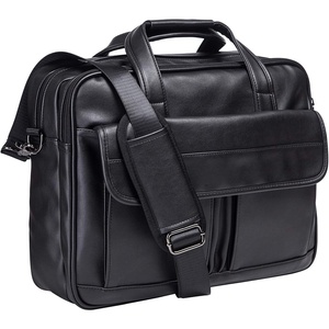 image:imageseyfocnia Mens Business Travel Briefcase Leather Handmade Messenger Bags Laptop BagBlack