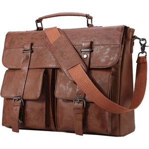 image:imageseyfocnia Mens Vintage Black 173 Inch Water Resistant PU Leather Laptop Bag Messenger Bag Satchel BriefcaseBrown156inch