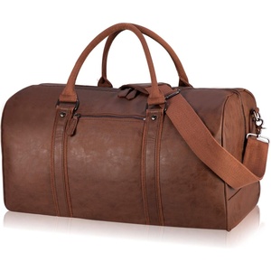 image:imageseyfocnia Oversized Duffle Travel Bag for Men or Women Waterproof PU Leather Weekend Gym Bag Large Carry On Bag Overnight HangbagBrown